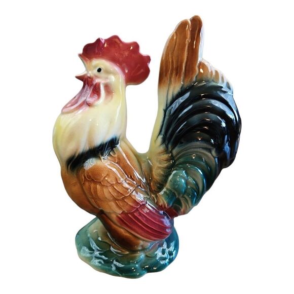 Vintage 1950s Royal Copley Porcelain Hen & Rooster Figurine Statue - Picture 6 of 8